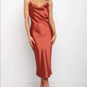 Petal & Pup satin midi dress with cowl neck